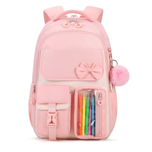 ASKSKY Mochila para meninas, mochila escolar para meninas, linda bolsa de livros infantil para grils, crianças e adolescentes para o ensino fundamental e médio, rosa, Medium, Tradicional