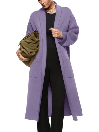 Image of Womens Long Sleeve Cardigan Sweaters Oversized Open Front Maxi Coat | Trendy Casual,Lapel,Knitted Coatigan,Soft Warm,Overcoat Pocket,2026 Fall Winter,Work Office,Going Out