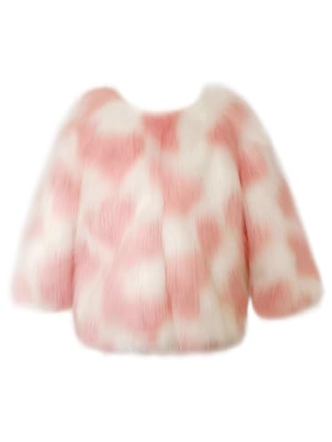 Girls Kids Faux Fur Jacket Toddler Warm Fuzzy Coat Long Sleeve Open Front Overcoat Outerwear