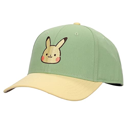 Bioworld Pokemon Chibi Pikachu Womens Green Baseball Cap