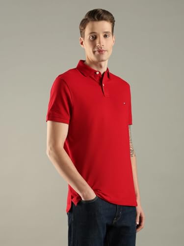 Image of Tommy Hilfiger Solid Regular fit Cotton Polo t-Shirt