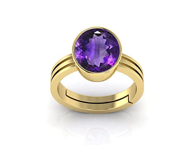 12.00 Ratti 11.00 Carat Amethyst Ring Katela Ring Original Certified Natural Amethyst Stone Ring Astrological Birthstone Gold Plated Adjustable Ring Size 16-28 for Men and Women,s-image-20