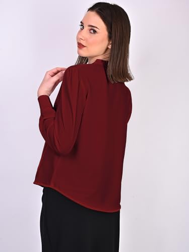 Image of Women's Regular Fit Solid Pleated Cotton Blend Shirts
