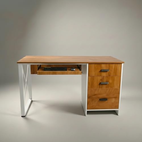 Image of FFO Work from Home Desk | Office Desk for Home | Work Table for Home Office | Study & Computer Desk with Drawer Storage and Keyboard Tray | Modern Wooden Home Office Desk