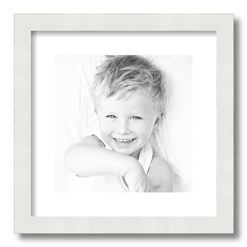 ArtToFrames 10x10 inch Satin White Frame Picture Frame with 2