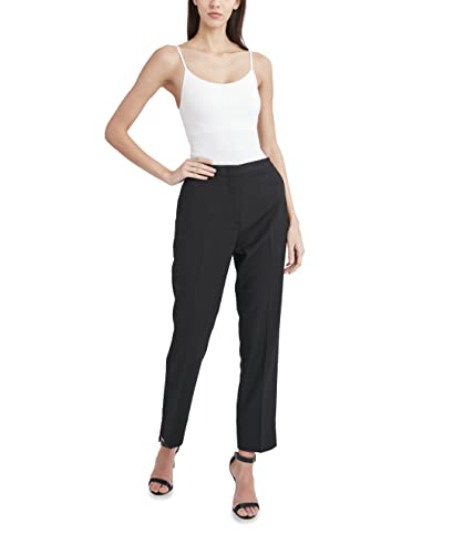 BCBGMAXAZRIA Women's Fitted Button Front Tummy Control Cropped Trouser with Pockets