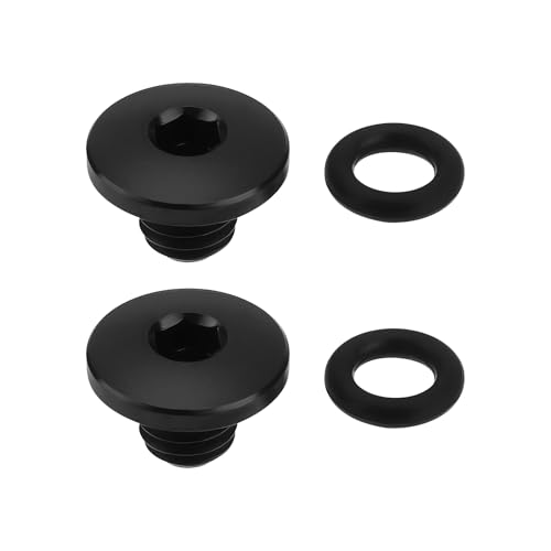 SING F LTD 2Set Bicycle Bleed Screw O Ring Bike Split Body Oil Cap Screw TC4 Titanium Alloy M5x10mm Bolts Compatible with Shimano XT SLX Zee Deore LX (Black)
