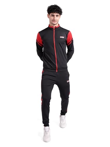 Image of The Indian Garage Co Men Regular Fit Placement Print Highneck Sweatshirt & Joggers Tracksuits