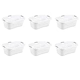Sterilite 12108006 1.25 Bushel/44 Liter Ultra Hip Hold Laundry Basket, White Basket w/ Titanium Inserts, 6-Pack