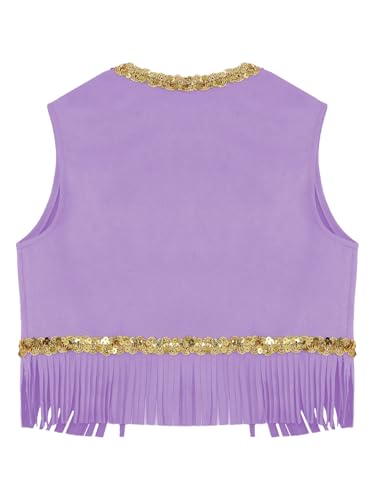 Big Girls Western Vest Sequined Faux Suede Jacket Open Front Tassel Waistcoat Coat2