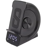 Despertador Bluetooth 3 en 1, 12 Funciones PC Y ABS Modo de Carga Doble Altavoz Bluetooth Despertador para Cabecera(Negro)