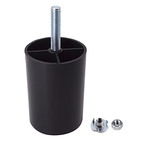 SKIR'CO Paquete de 4 patas de plástico negro para muebles, altura de 70 mm, patas redondas de 50 mm de diámetro con pernos M8, patas de sofá, tuercas incluidas (4)
