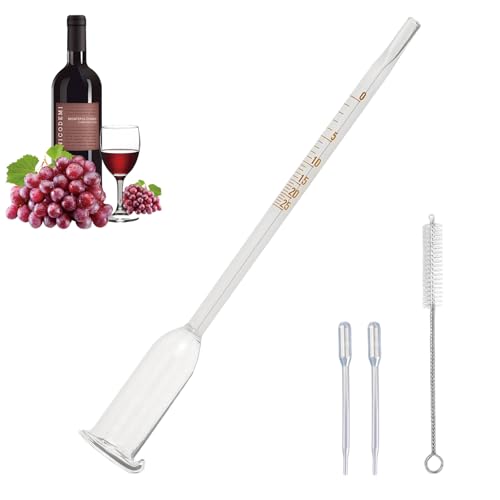 Vinometer für Wein 0 bis 25% Alkoholgehalt Präzises Vinometer für Wein & Likör inklusive Alkoholmeter Pipetten & Bürste Ideal für Hobbybrauer und Weinliebhaber als Weinheber Zubehör