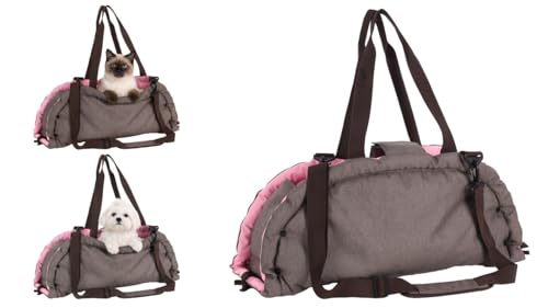 Hundetasche - Tragetasche Xenos Taupe – 62x26x28cm – Polyester mit Faserfüllung – 2-in-1 als...