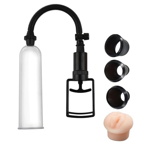 QgLust Penispumpen Männer Sexspielzeug für Männer Penis Pumpe, Erotik Toyset Pumpe Masturbator mit 3 Penisringen Penis Extender Erektionshilfe für Männer Penis Vakuumpumpe Schwarz