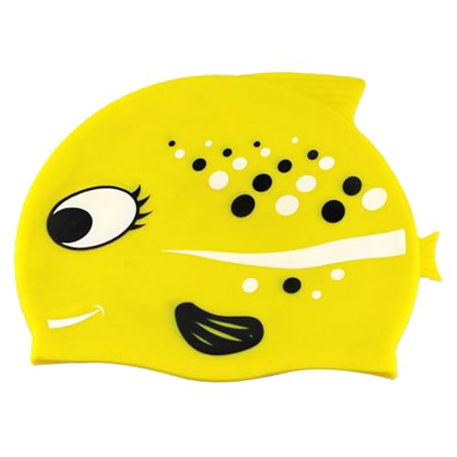 Gorro de natación para niños, gorro de natación de alta elasticidad, bonito sombrero de entrenamiento impermeable, patrón de peces manchados, sombrero de natación de alta elasticidad para deportes de