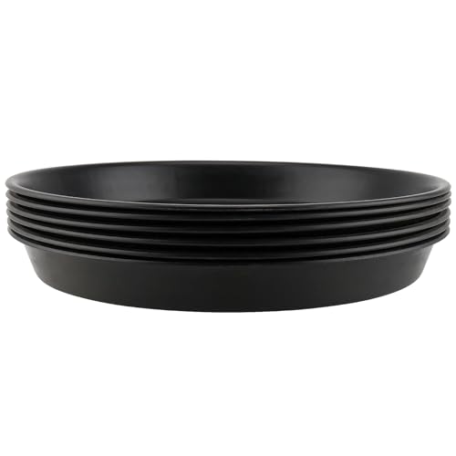YIXNSW Lot de 6 Soucoupes pour Plantes, Coupelle pour Pots de Fleurs pour Plantes, Plateaux de Planteur pour Intérieur, Extérieur, Jardin, Noir, 30cm