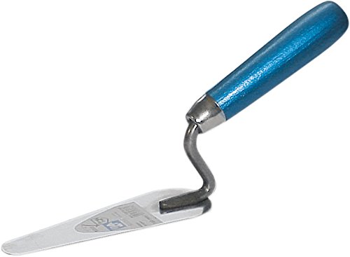 HAROMAC Katzenzungen Kelle, Made in Germany, 120 mm, rostfreier Edelstahl, Holzgriff in blau, gehärtet und geschliffen, Profiqualität, Zungenkelle