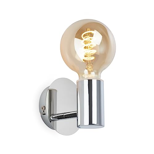 BRILONER Aplique de pared para interior, lámpara de baño, lámpara de pared a prueba de salpicaduras para baño, lámpara de espejo, 1 x E27, cromado