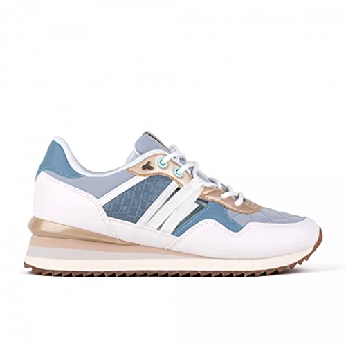 Yumas Zapatilla Sneaker Melissa Azul Claro para Mujer con Cierre de Cordoneras. Talla 38