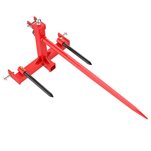 Sulythw 49” Hay Bale Spear 3 Point Trailer Hitch with 2  Receivers for Category 1 Tractors with 2 x 17” Stabilizer Spears 3000lbs Capacity with 1-7 8   Trailer Ball Gooseneck Drawbar