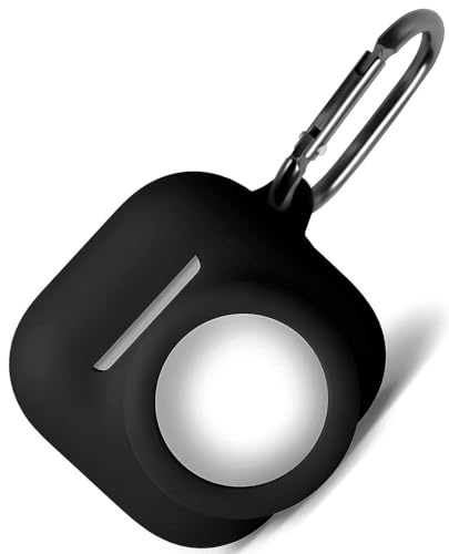 Geiomoo 2 in 1 Silicone Case for Air Pods 4 Protective Cover with Carabiner (Black)