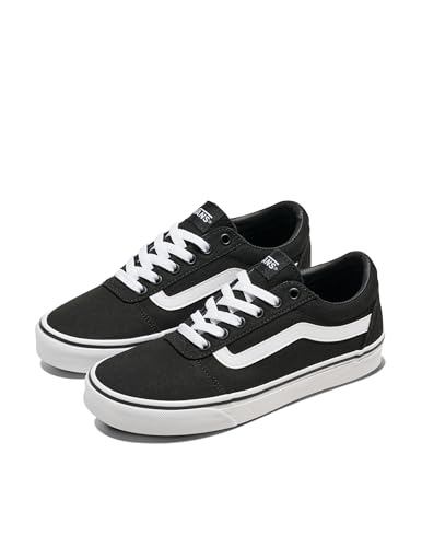Vans Women's Ward Canvas Sneaker, Canvas Black/White, 8.5