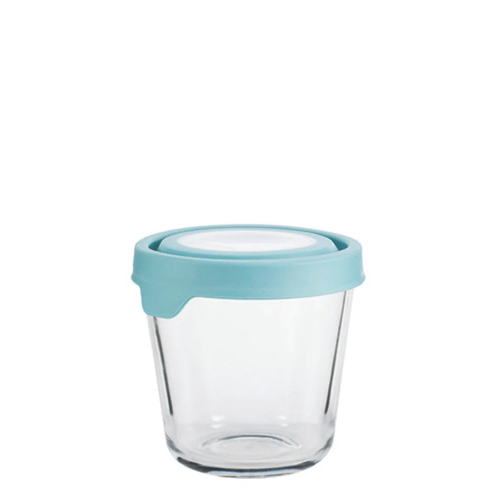 Anchor Hocking 11838AHG17 TrueSeal Glass Food Storage Containers with Airtight Lids, 3 1/2-Cup, Mineral Blue