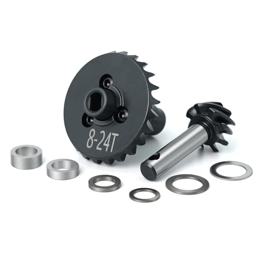 BENMAZ Overdrive Diff Gears 8T/24T for Axial SCX10 II SCX10 III SCX10 Pro, AR44 AR45 Axle, Metal Differential Gear Upgrade Parts for 1/10 RC Crawler (8T-24T)