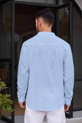 Image of Macsivo Men's Stylish Mandarin Collar Kurta | Casual Ethnic Fusion Shirt for Daily, Party & Travel | Full Sleeves | Cotton Blend Comfort Fit Short Kurta