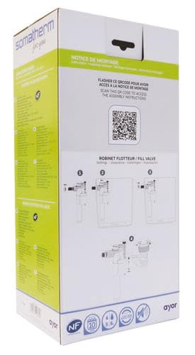 SOMATHERM FOR YOU, Chasse d'eau de WC à étrier double poussoir NF avec robinet latéral, installation facile, réglable de 190 à 300 mm, joint silicone anti-calcaire, 10 ans de garantie