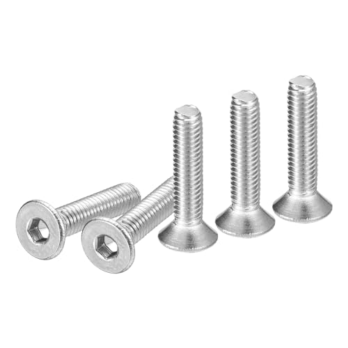 DTGN Tornillos de Cabeza Avellanada Hexagonal de Acero Inoxidable 304, M3-0.5 x 14 mm, Paquete de 50 Tornillos de Cabeza Plana con Rosca Completa