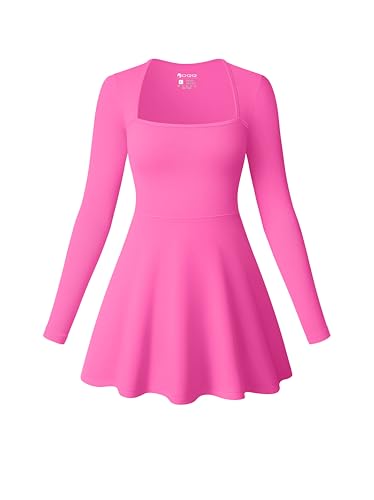 Amazon.com: OQQ Women Long Sleeve Dresses Square Neck Casual Party Club  A-Line Mini Dress Rose : Clothing, Shoes & Jewelry