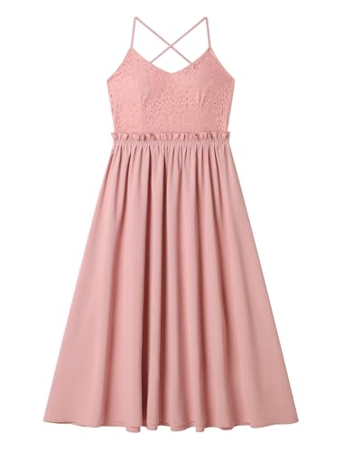 AWIBMK Mommy and Me Dress Lace Boho Mother Daughter Matching Summer Casual Holiday A-line Backless Cross Slip Dresses2