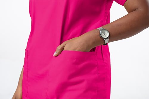 Image of Uniform Craft Women's 4 Pocket Scrub Suit Set | Medical Uniform | Cross V-Neck Poly Cotton | Short Sleeve Hospital Wear | Ideal for Doctors & Nurses (Berry, S)