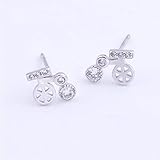 Metalle:  SILBER Ohrringe 925 Sterling Silber rundes Rad Auto Frauen Stud Fashion Mädchen weibliche Hochzeitsschmuck Geschenke