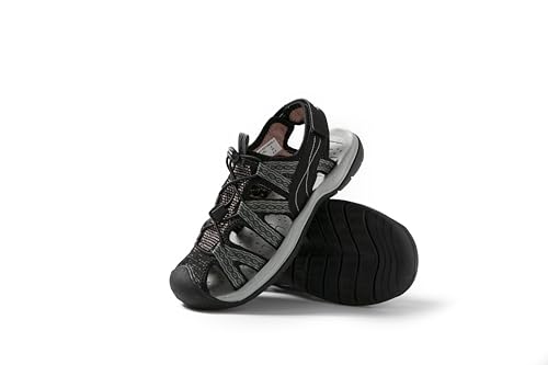 Sandalias Deportivas para Mujer, Transpirables y Resistentes al Agua, Ajuste con Cordón, Suela Antideslizante, Para Senderismo (Negro, Sistema tallas calzado EU, Adulto, Mujer, Números, mediano, 39)