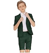 Mi Bo Tong Boys Blazer and Shorts Set 2 PC Boys Formal Suit Summer Beach Wedding Tuxedos for Kids...