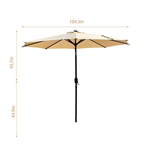Sombrilla de patio con LED solar de 9 pies y cargador USB para exterior en offset 7