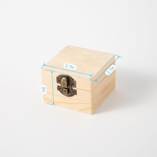 Image of 24 Pack 2.7X2.7X2in Small Unfinished Wooden Boxes for Crafts Supplies, Paintable Wood Treasure Chests for Jewelry and DIY Projects