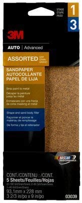Image of 3M Sandpaper, Model 03039, showing assorted grit sheets.