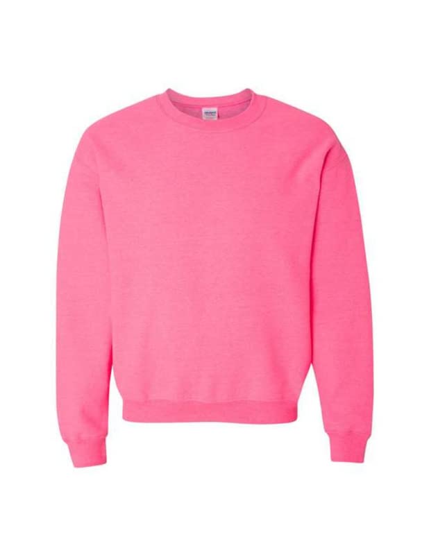 Sweat-shirt à col rond Gildan G18000 rose de sécurité taille S pour adulte