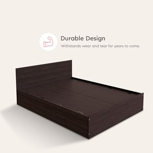 Image of Interio by Godrej EWA Engineered Wood Bed with Box Storage (Queen), 1-Year Warranty, Wenge, Particle Board