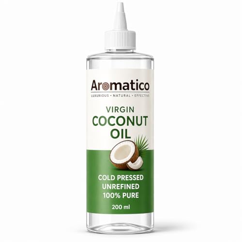 Image of AROMATICO 100% Pure Virgin Coconut Oil Cold Pressed for Healthy Hair & Skin, Natural solution for Moisturised Skin, Hair Care & Body - 200ml