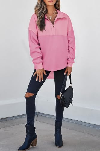 Image of SHEWIN Women Fall Sweatshirt Casual Half Zip Pullover Fall Top 2026 Clothes