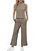 Sampeel Two Piece Outfits for Women 2024 Fashion Lounge Sets Wide Leg Pants 2 Piece Summer Outfits Sleeveless Mock Neck Tops Matching Sets Vacation Tracksuit S