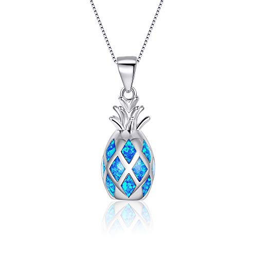 EVER FAITH Collar Mujer Niña Piña Colgante Regalo Personalizado Plata Tono Azul