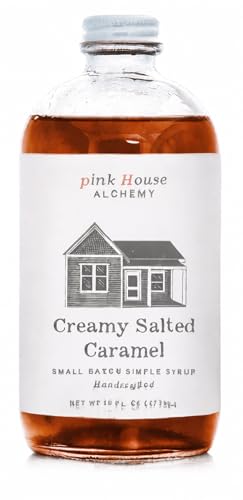 Image of Pink House Alchemy Creamy Salted Caramel Simple Syrup, 16 oz, Handcrafted | Made with Red Miso for Umami Depth, Mixer for Salted Caramel Lattes, Cocktails, Baking, Made in Fayetteville Arkansas