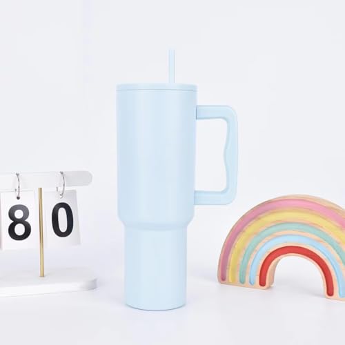 Image of Tumbler with lid and Straw 1200ML Cup Stainless Steel Vacuum Insulated Tumbler for Water, Iced Tea or Coffee 1.2L Office Gym Travelling (40 - Oz - Retro Mint)
