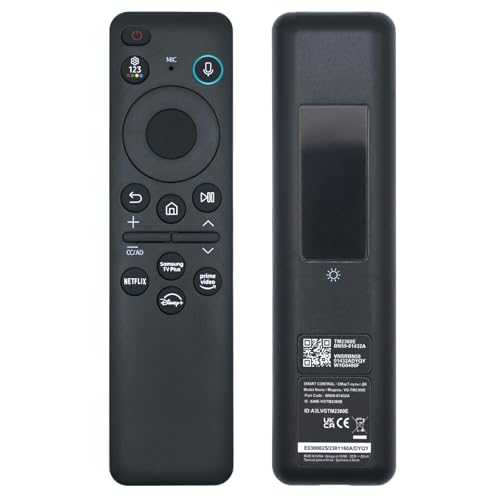 New BN59-01432A TM2360E Solar Voice Remote USB-C Rechargeable Bluetooth Remote Control with Solar Charging Compatible with Samsung 2023-2024 Neo QLED 8K Smart TVs HDR Ultra HD - Black